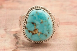 Genuine Battle Mountain Turquoise Sterling Silver Navajo  Ring